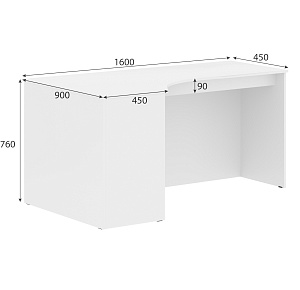Стол эргономичный левый (усиленный) SIMPLE 160x90 см, белый